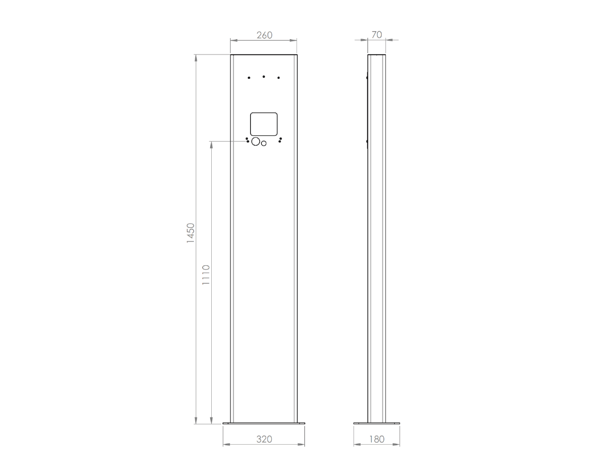 Palo per il montaggio della wallbox DAZE-box
