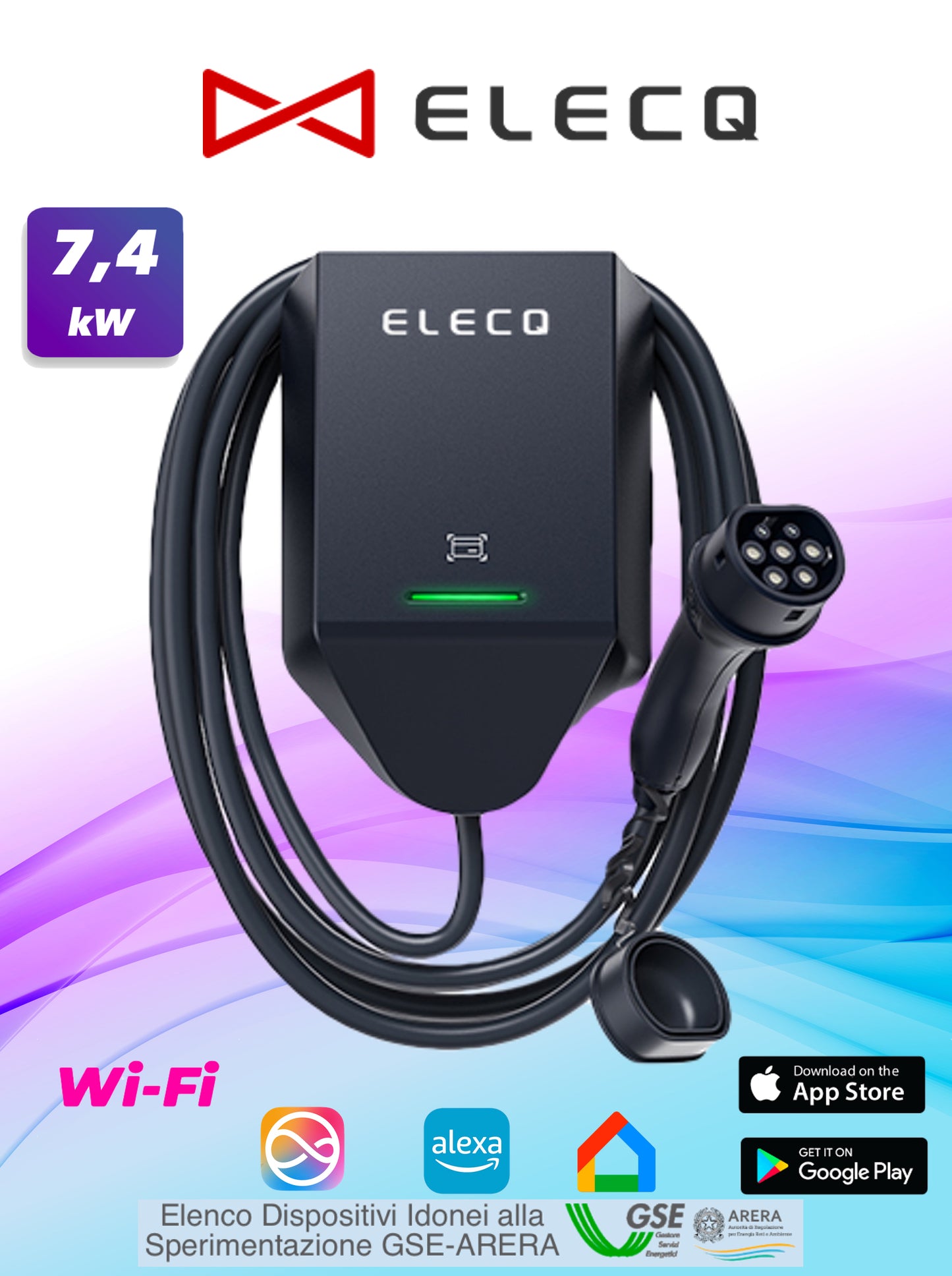ELECQ Home AC 7,4kW - WiFi -KABEL  jednofazowe